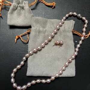 Iridesse brand Pink Pearl Necklace and Earring Set